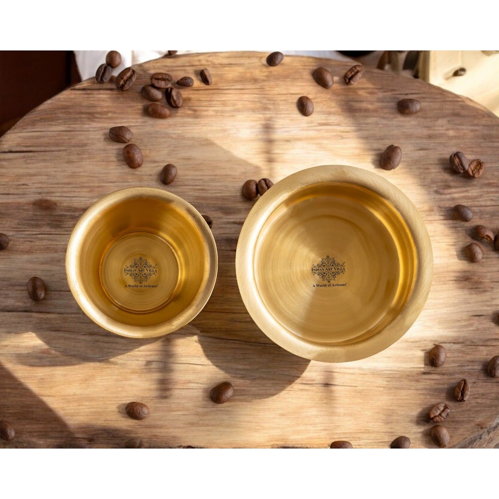 Pure Brass Dabra Set With 290 ML Capacity - Matte Finish